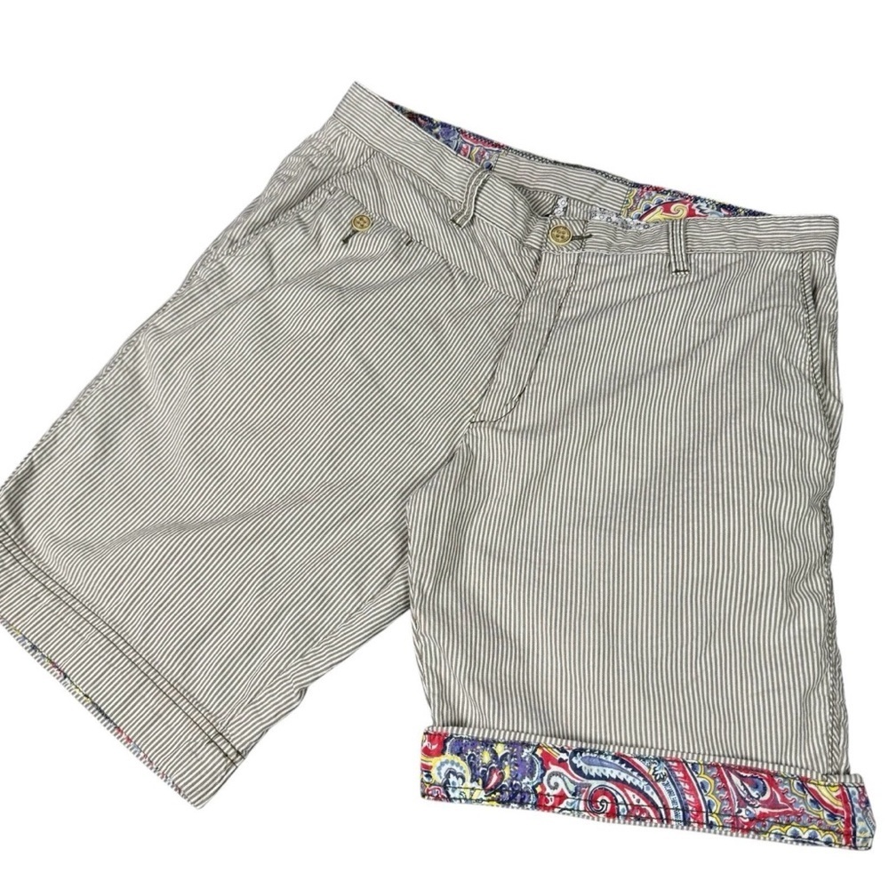 Robert Graham Shorts Men SZ 34
Seersucker Striped Chino Shorts Flip
Cuff Paisley
